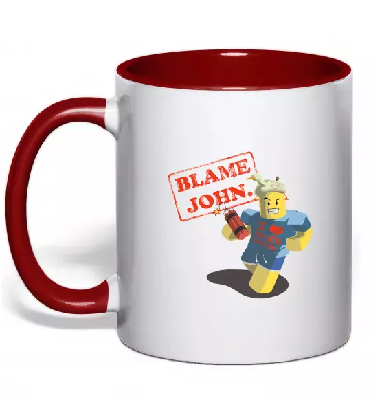 Чашка з кольоровою ручкою Blame John Червоний фото