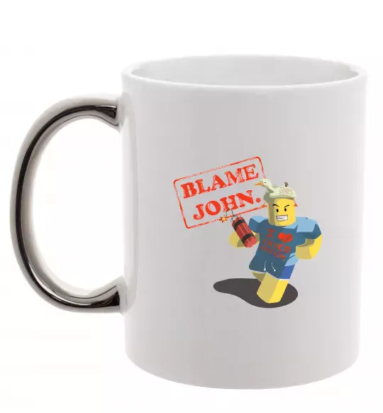 Чашка з кольоровою ручкою Blame John Срібло фото