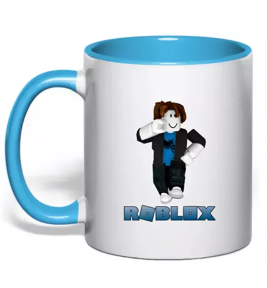 Чашка с цветной ручкой Bacon Hair Roblox Голубой фото