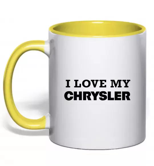 Чашка з кольоровою ручкою I love my Chrysler Сонячно жовтий фото