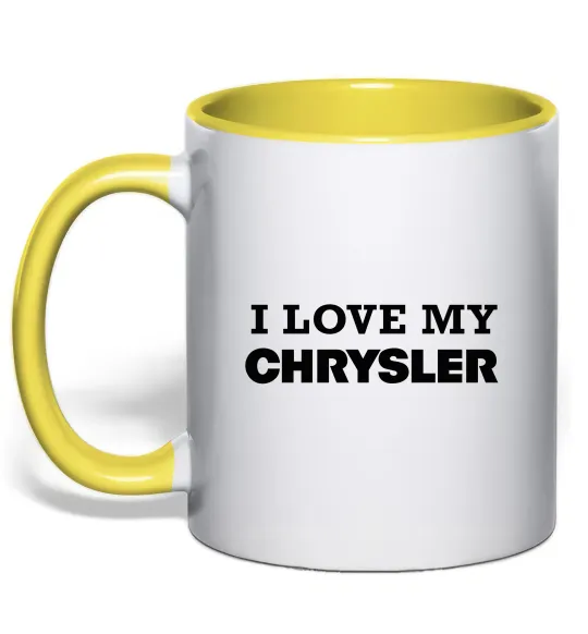 Чашка с цветной ручкой I love my Chrysler Лимонный фото