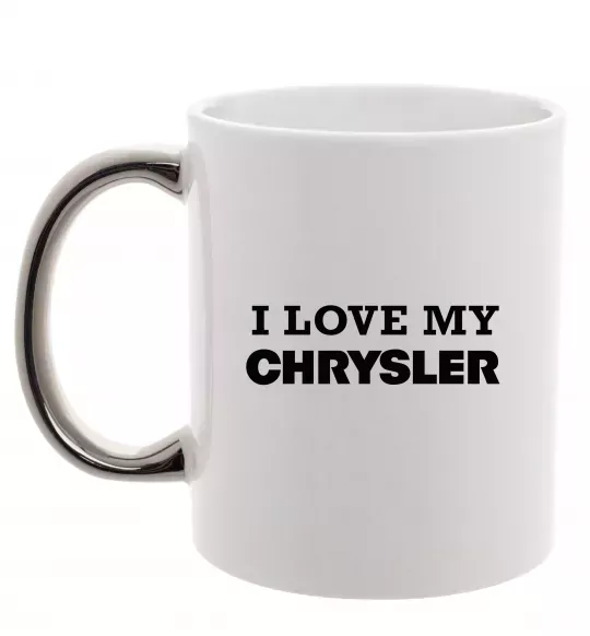 Чашка з кольоровою ручкою I love my Chrysler Срібло фото