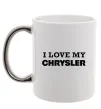 Чашка з кольоровою ручкою I love my Chrysler Срібло фото