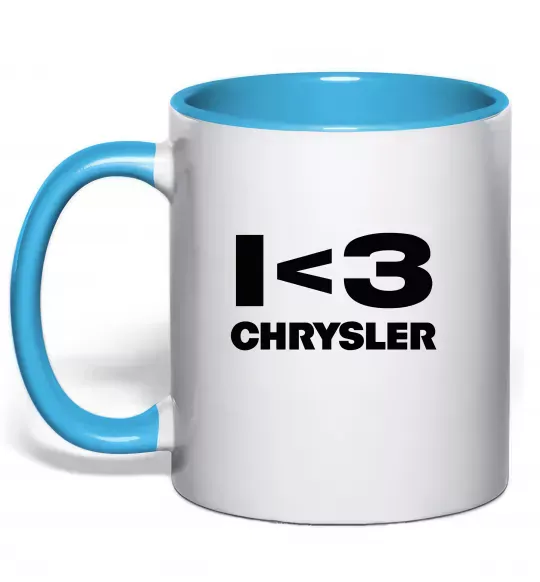 Чашка з кольоровою ручкою I <3 Chrysler Блакитний фото