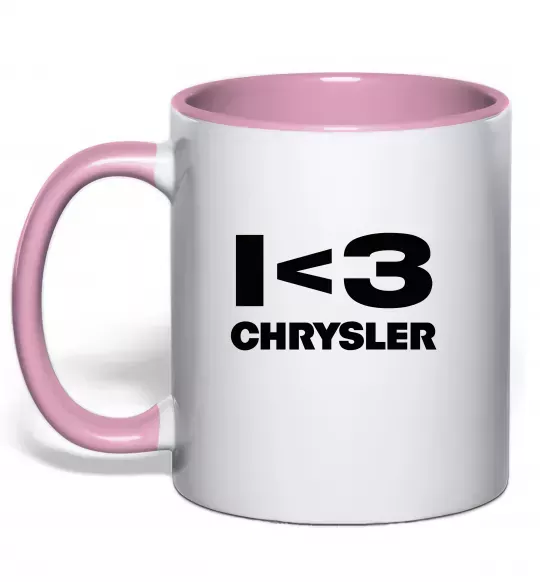Чашка з кольоровою ручкою I <3 Chrysler Ніжно рожевий фото