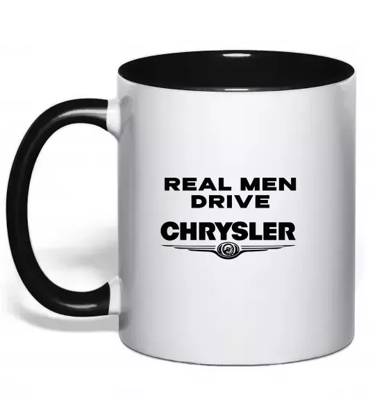 Чашка с цветной ручкой Real men drive Chrysler Черный фото