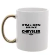 Чашка с цветной ручкой Real men drive Chrysler Золото фото