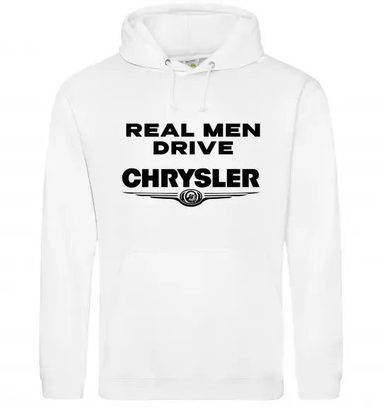 Чоловіча толстовка (худі) Real men drive Chrysler Білий фото