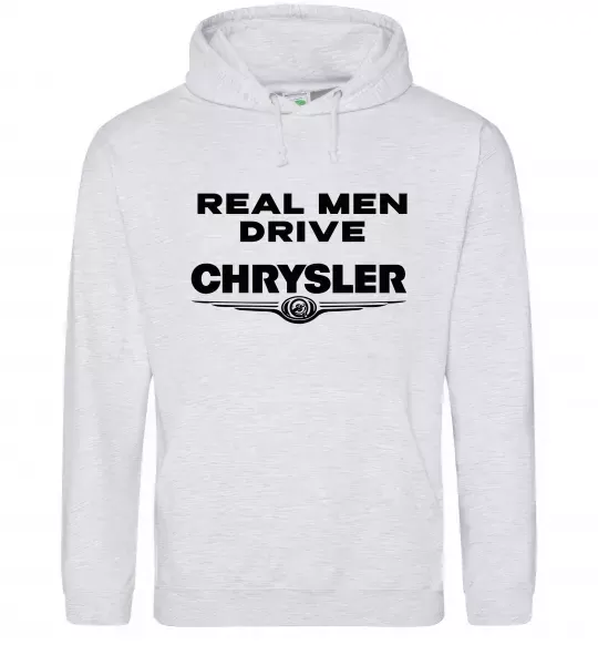 Чоловіча толстовка (худі) Real men drive Chrysler Сірий меланж фото