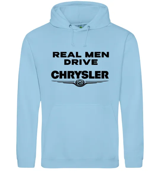 Чоловіча толстовка (худі) Real men drive Chrysler Блакитний фото