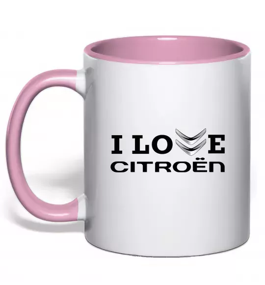 Чашка с цветной ручкой I love Citroen Нежно розовый фото