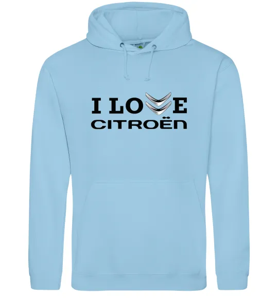 Женская толстовка (худи) I love Citroen Голубой фото