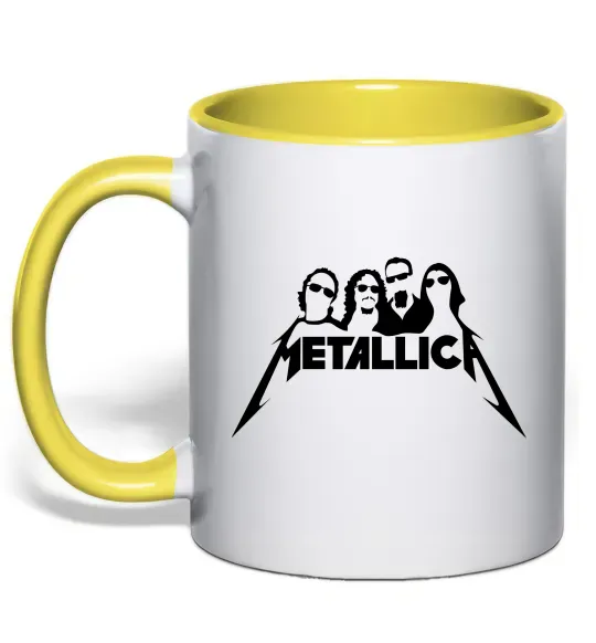 Чашка с цветной ручкой Metallica band Солнечно желтый фото