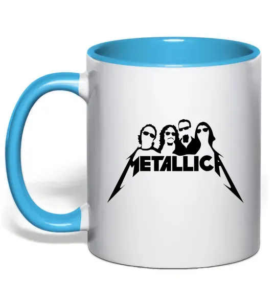 Чашка с цветной ручкой Metallica band Голубой фото