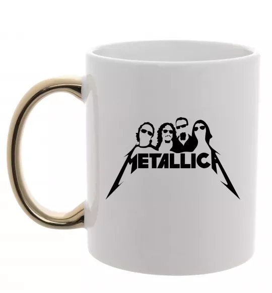 Чашка с цветной ручкой Metallica band Золото фото