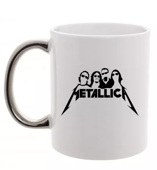 Чашка с цветной ручкой Metallica band Серебро фото