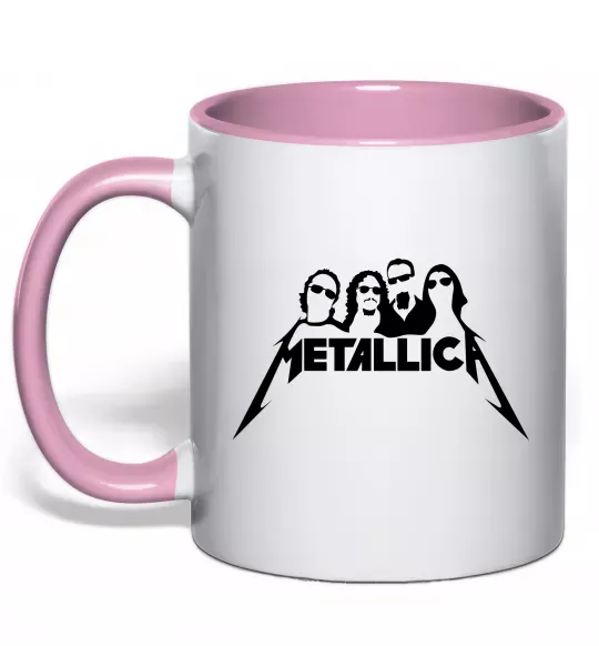 Чашка с цветной ручкой Metallica band Нежно розовый фото