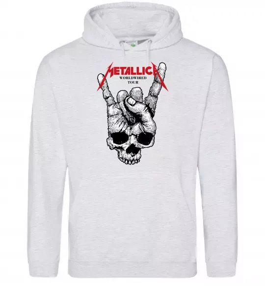 Мужская толстовка (худи) Worldwired tour Metallica Серый меланж фото
