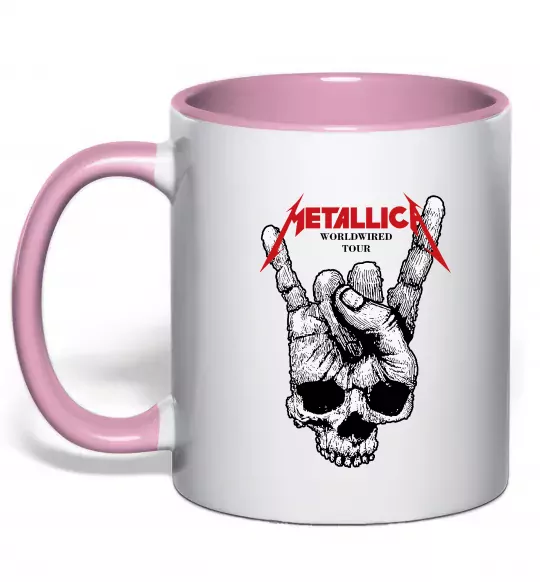 Чашка с цветной ручкой Worldwired tour Metallica Нежно розовый фото