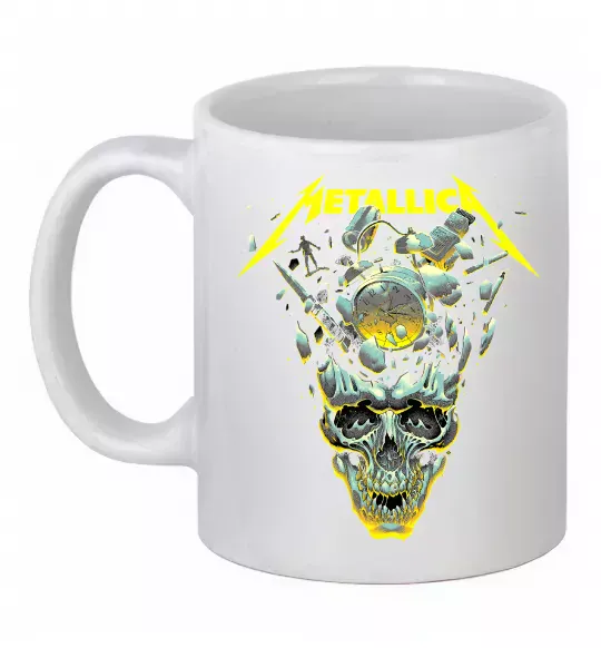 Чашка керамічна Metallica time skull Білий фото