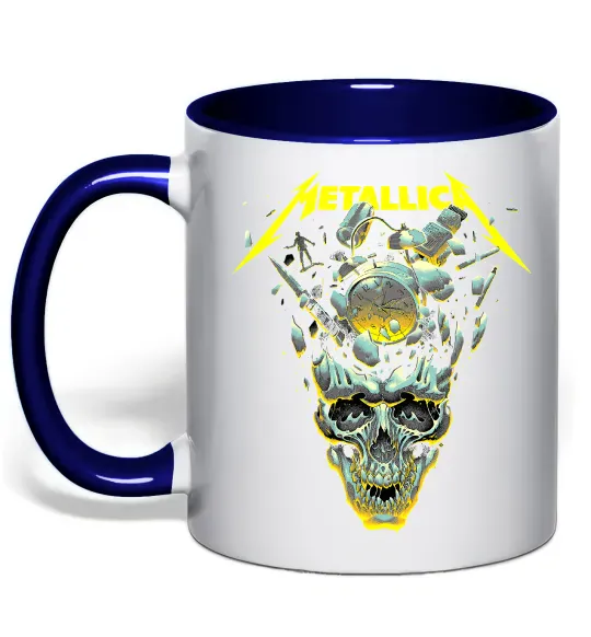 Чашка с цветной ручкой Metallica time skull Глубокий темно-синий фото