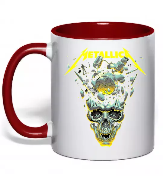 Чашка с цветной ручкой Metallica time skull Красный фото