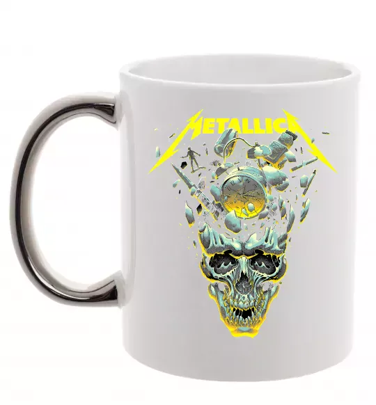 Чашка с цветной ручкой Metallica time skull Серебро фото