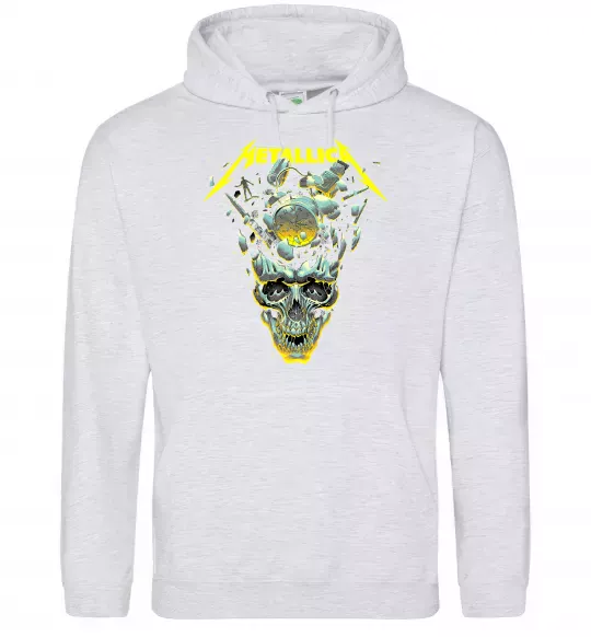 Женская толстовка (худи) Metallica time skull Серый меланж фото