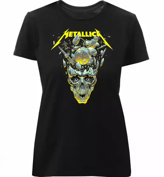 Жіноча преміум футболка Metallica time skull Чорний фото