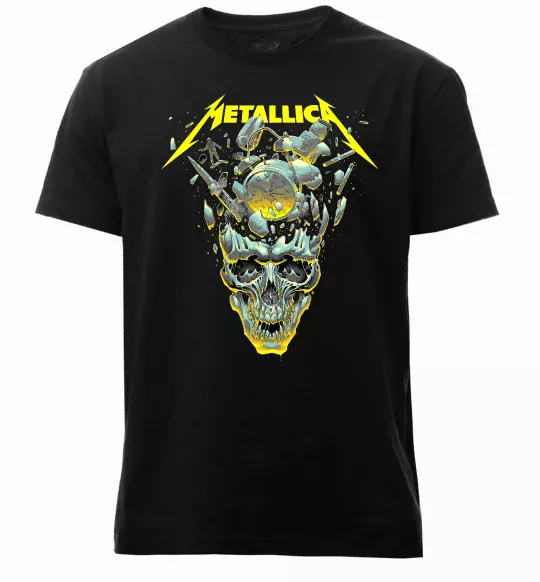 Мужская премиум футболка Metallica time skull Черный фото