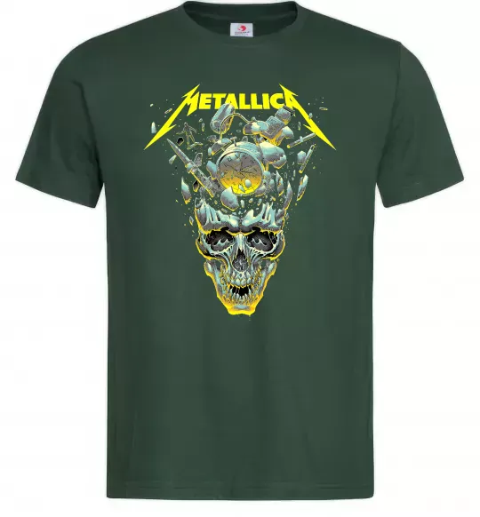 Чоловіча футболка Metallica time skull Темно-зелений фото