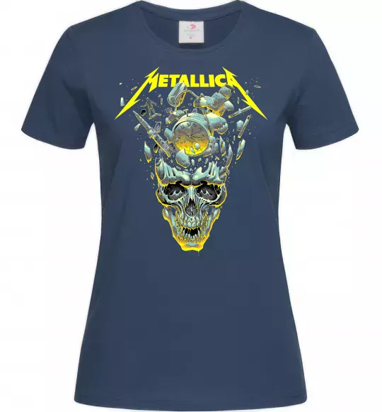 Жіноча футболка Metallica time skull Темно-синій фото