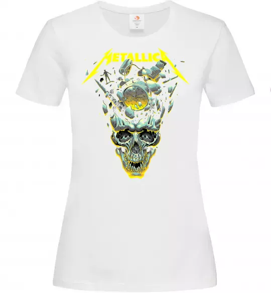 Жіноча футболка Metallica time skull Білий фото