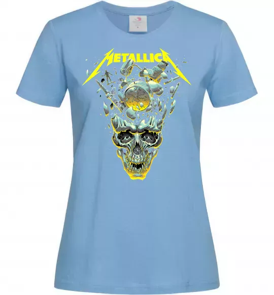 Жіноча футболка Metallica time skull Блакитний фото