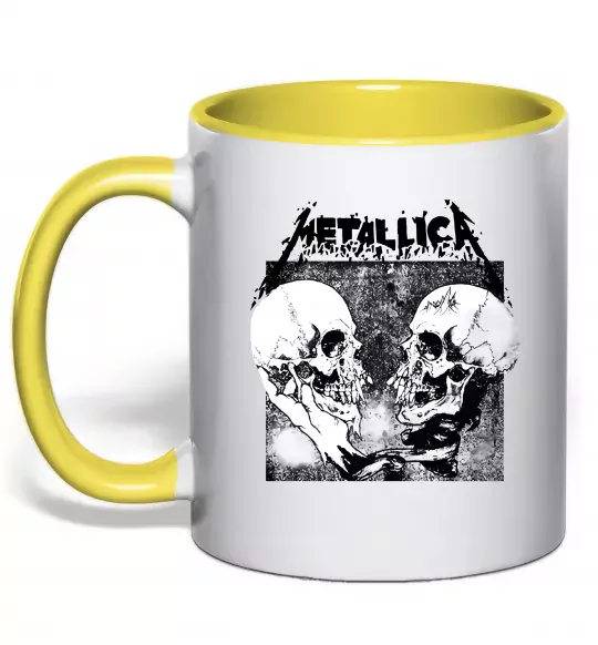 Чашка с цветной ручкой Metallica skulls Солнечно желтый фото