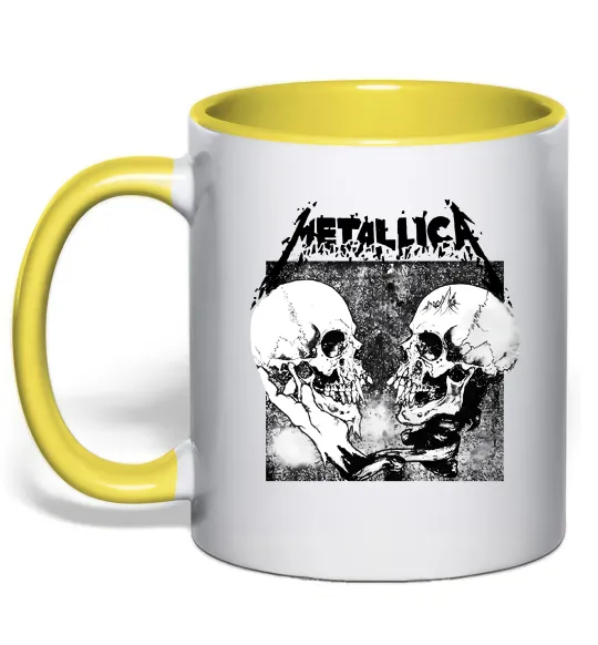 Чашка с цветной ручкой Metallica skulls Лимонный фото