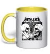 Чашка с цветной ручкой Metallica skulls Лимонный фото