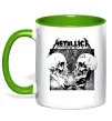 Чашка с цветной ручкой Metallica skulls Лаймовый фото