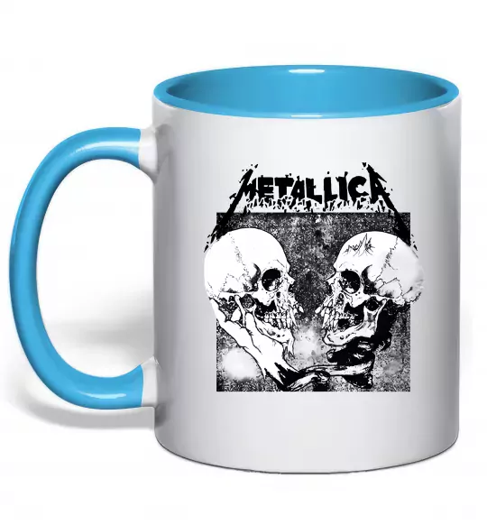 Чашка с цветной ручкой Metallica skulls Голубой фото