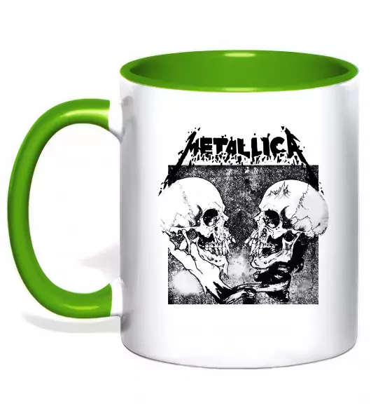 Чашка с цветной ручкой Metallica skulls Зеленый фото