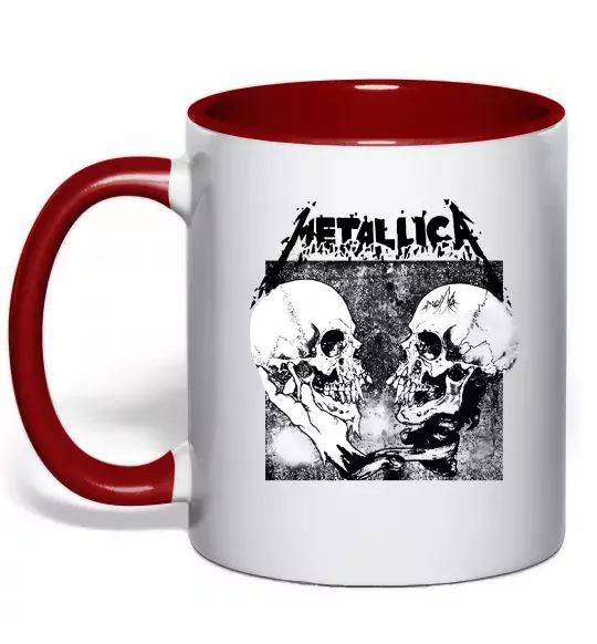 Чашка с цветной ручкой Metallica skulls Красный фото