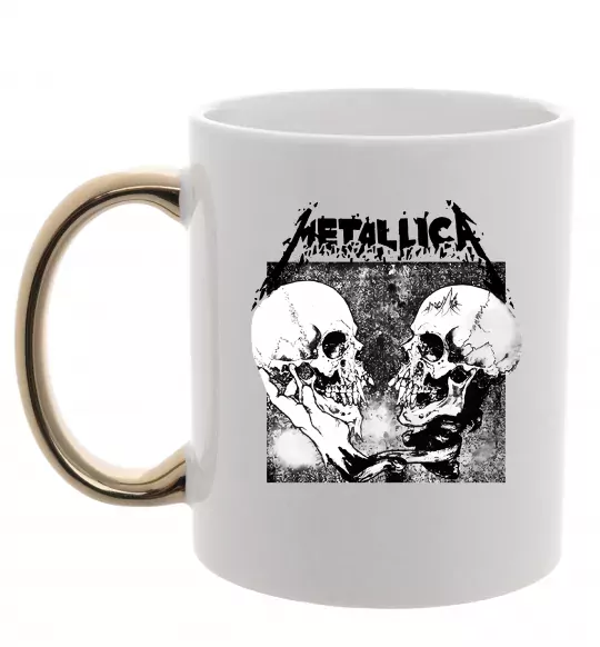 Чашка с цветной ручкой Metallica skulls Золото фото
