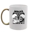 Чашка с цветной ручкой Metallica skulls Золото фото