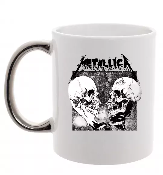 Чашка с цветной ручкой Metallica skulls Серебро фото