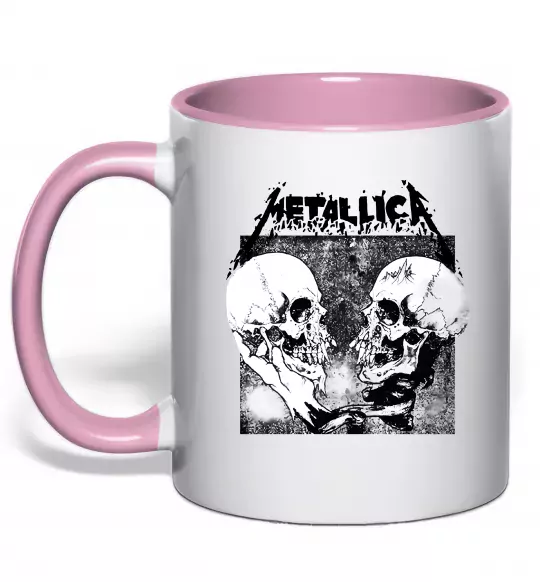 Чашка с цветной ручкой Metallica skulls Нежно розовый фото