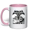 Чашка с цветной ручкой Metallica skulls Нежно розовый фото