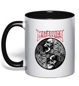 Чашка с цветной ручкой Металіка череп в навушниках