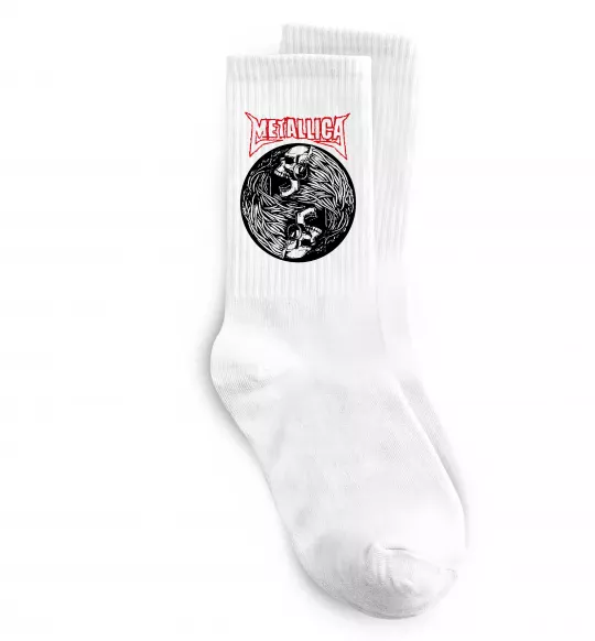 Носки Металіка череп в навушниках Белый фото