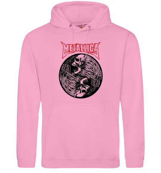 Мужская толстовка (худи) Металіка череп в навушниках Розовый фото