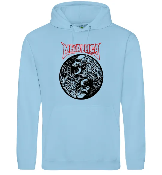 Мужская толстовка (худи) Металіка череп в навушниках Голубой фото